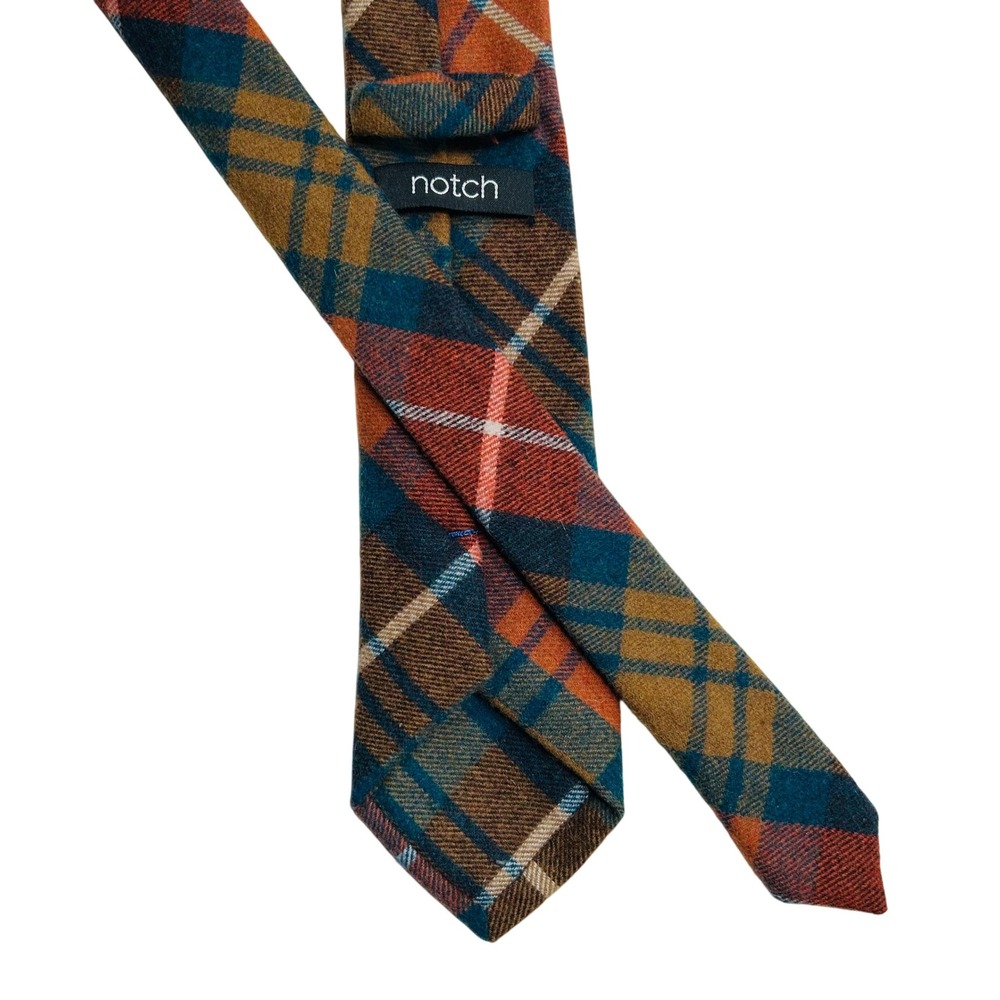 NOTCH Plaid Wool Blend Necktie Men's Hand Made Dry Clean Only 3"x60"